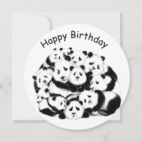 Funny Birthday Card with Happy Pandas