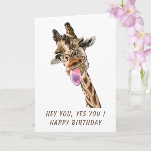 Funny Birthday Card with Playful Giraffe _ Smile