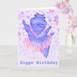 Funny Birthday Card with Prima Ballerina Hippo