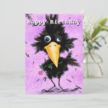 Funny Birthday Card with Romantic Bird<br><div class="desc">Funny Birthday with Romatic Bird with Rose MIGNED Painting - Customizable - or Add Your Text / Name !</div>