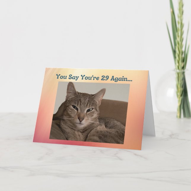 Funny Birthday Card with Skeptical Cat (Front)