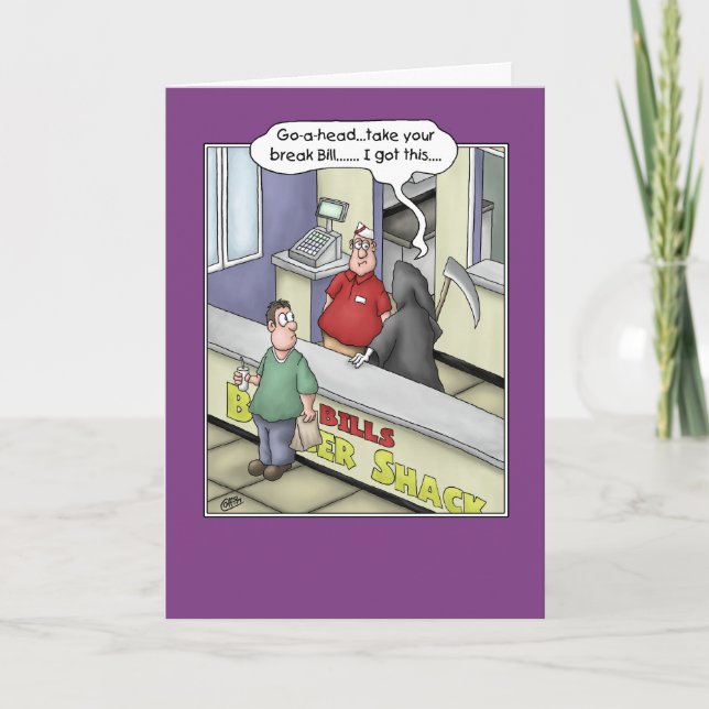 Funny Birthday Cards: Burger Bash Card (Front)
