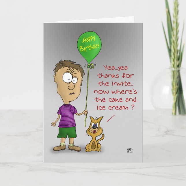 Funny Birthday Cards: Cranky Cat Card (Front)