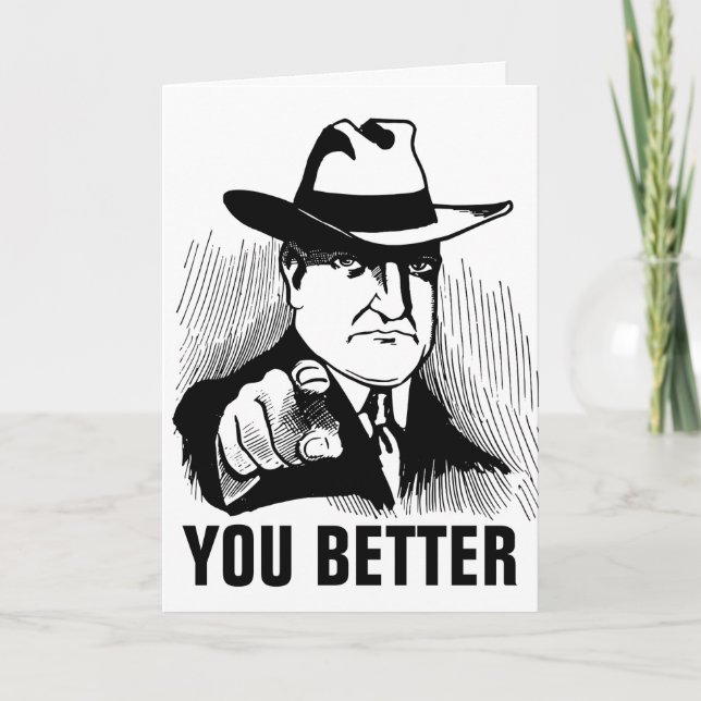 Funny Birthday Cards, GANGSTER MAFIA GUY Card (Front)