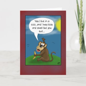 Funny Birthday Cards: Monkey’s Perspective Card by nopolymon at Zazzle