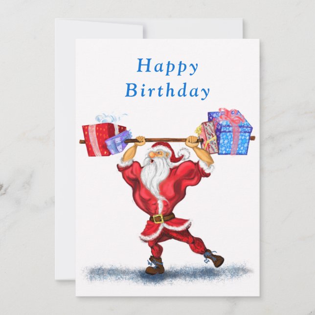 Funny Birthday Cards Santa Claus with Gifts (Front)