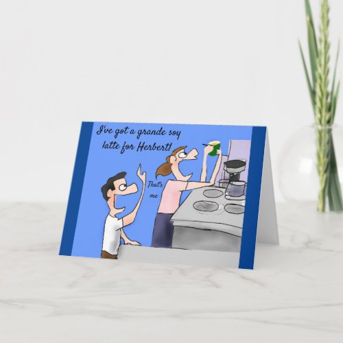 Funny Birthday Cartoon Coffee Lover Husband Humor Card