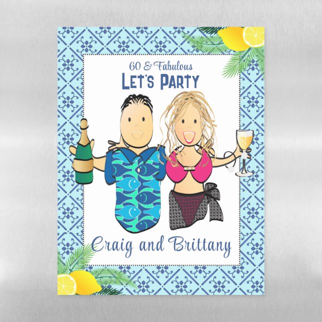 Funny Birthday Cartoon European Party Cruise  Magnetic Dry Erase Sheet (Vertical)