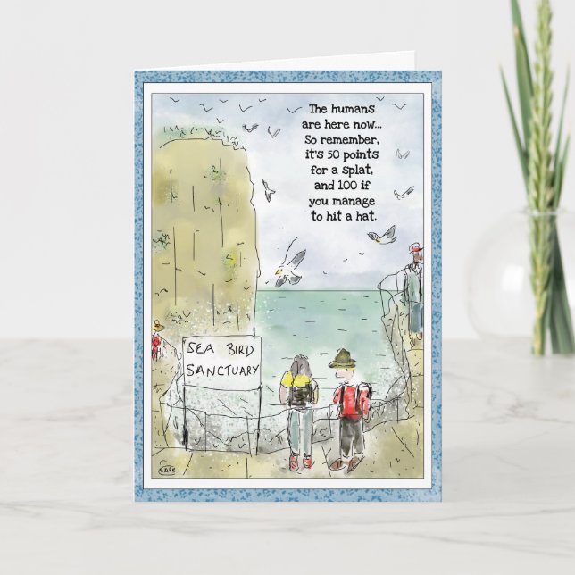 Funny Birthday Cartoon Greeting Card: Seabirds Card (Front)