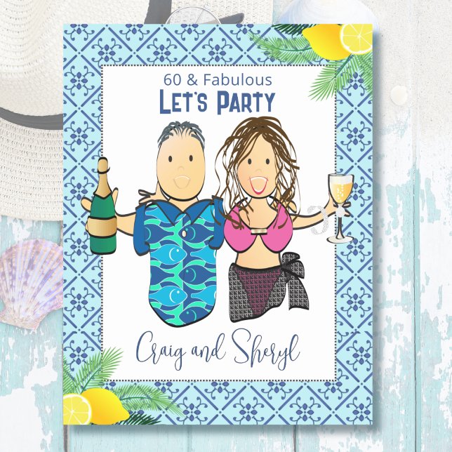 Funny Birthday Cartoon Mediterranean Party Cruise  Magnetic Dry Erase Sheet (Creator Uploaded)