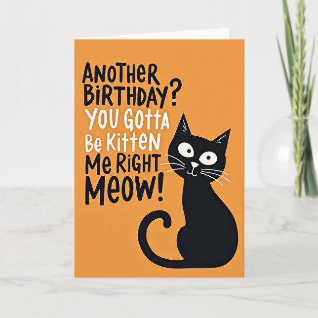 Funny Birthday Cat Card (Front)