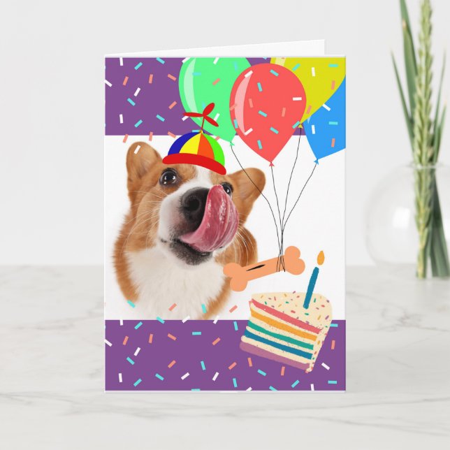 Funny Birthday Corgi You’ve Got this Licked Card (Front)
