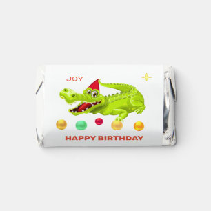 Funny Birthday Crocodile & Confetti on White Hershey's Miniatures