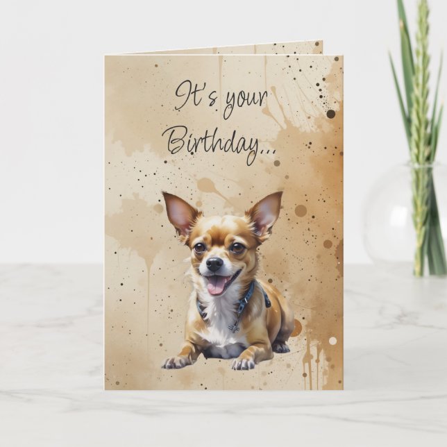 Funny Birthday Cute Chihuahua Dog Card (Front)