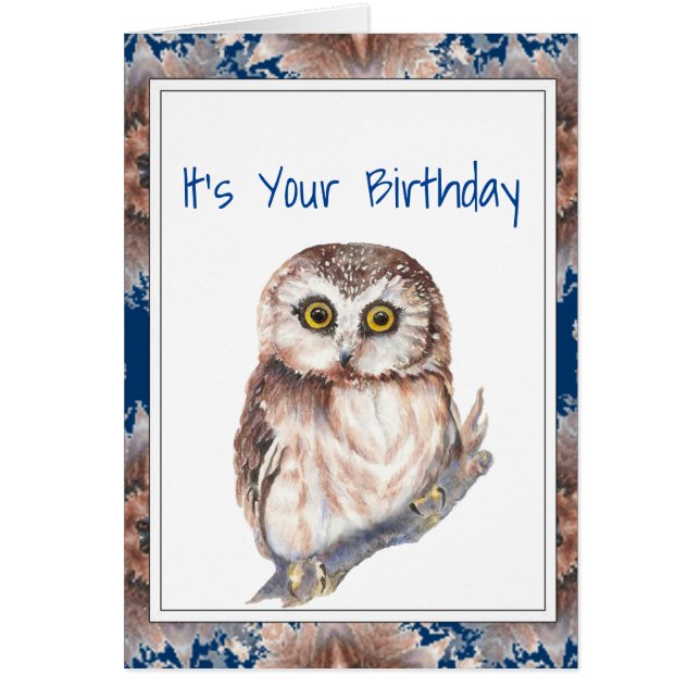 Funny Birthday  Cute Little Owl Bird Cards (Front)