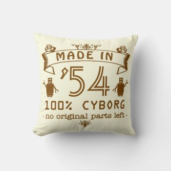 Funny Birthday Cyborg With Customizable Year Throw Pillow by FunnyTShirtsAndMore at Zazzle