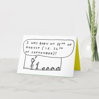 Funny birthday date cartoon holiday card