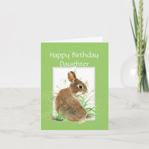 Funny Birthday Daughter, Cute Rabbit, Carrot Cake Card