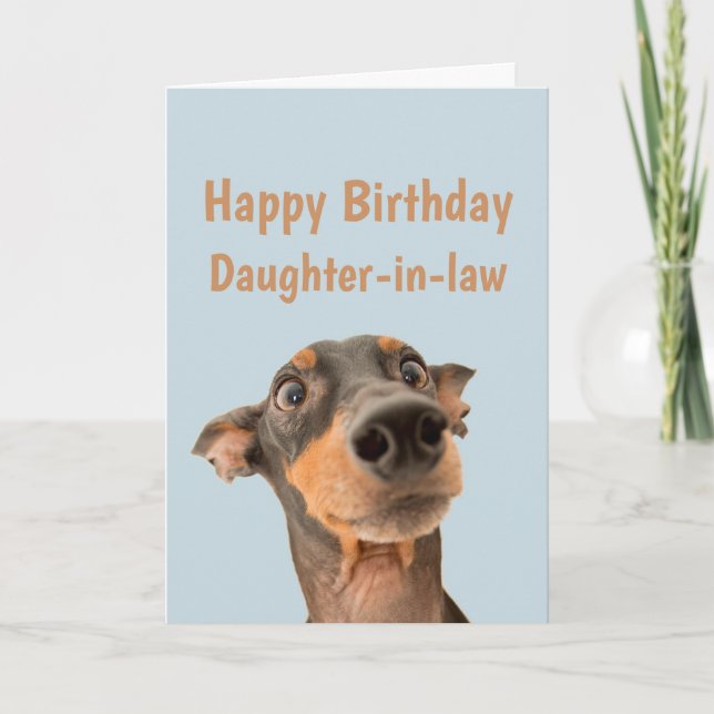 Funny Birthday Daughter-in-law Shocked Dog Animal Card (Front)