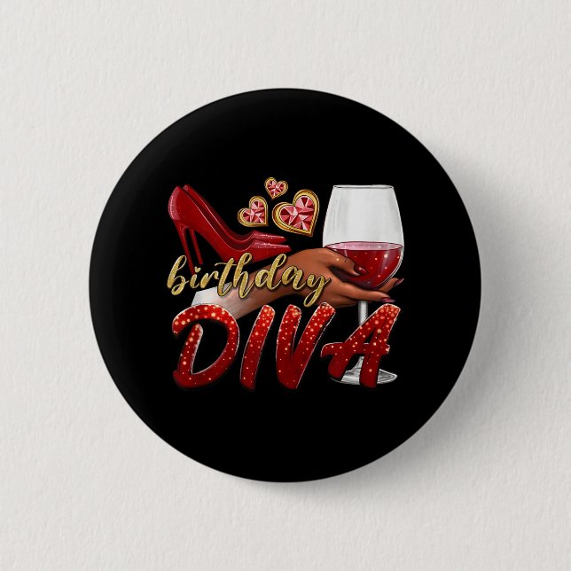 Funny Birthday Diva Happy Birthday Heels Scute Ss  Button (Front)