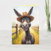 Funny Birthday Donkey Wearing a Hat