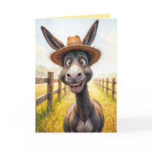 Funny Birthday Donkey Wearing a Hat Card