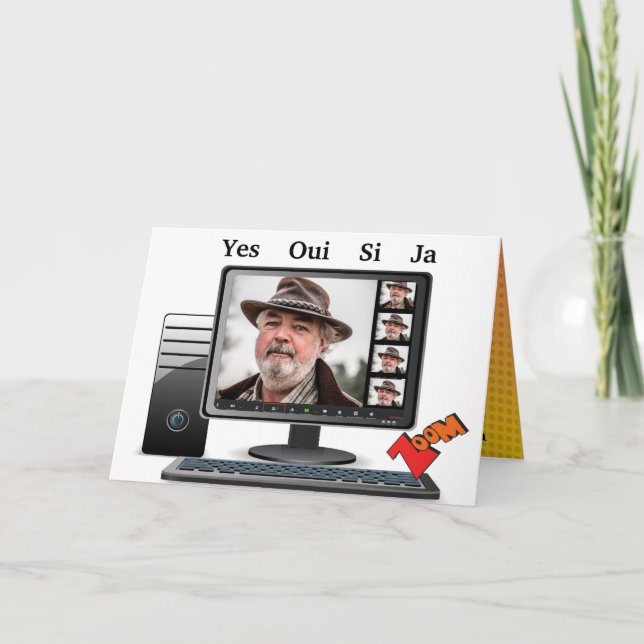 Funny Birthday Fab Video Conference Call Satire  Card (Front)