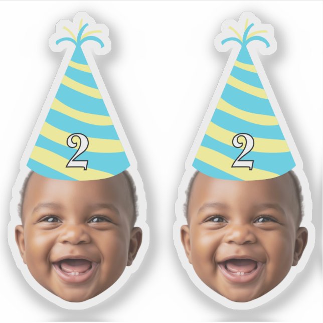 Funny Birthday Face with Party Hat & Custom Age  Sticker (Front)