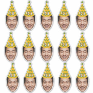 Funny Birthday Face with Party Hat & Custom Age  Sticker