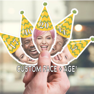 Funny Birthday Face with Party Hat & Custom Age Sticker