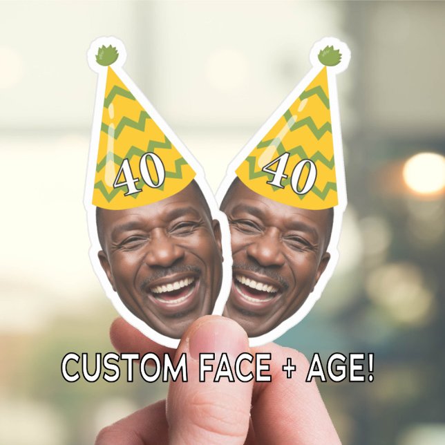 Funny Birthday Face with Party Hat & Custom Age  Sticker (Creator Uploaded)
