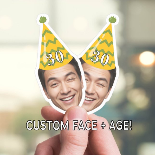 Funny Birthday Face with Party Hat & Custom Age  Sticker (Creator Uploaded)