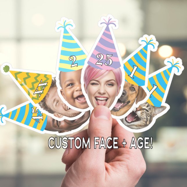 Funny Birthday Face with Party Hat & Custom Age  Sticker (Creator Uploaded)