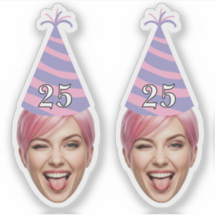 Funny Birthday Face with Party Hat & Custom Age Sticker