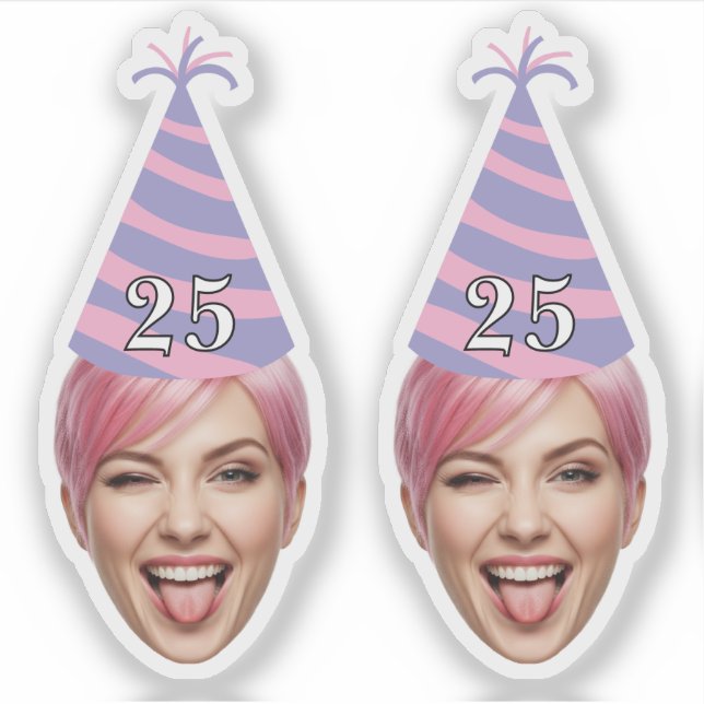 Funny Birthday Face with Party Hat & Custom Age  Sticker (Front)