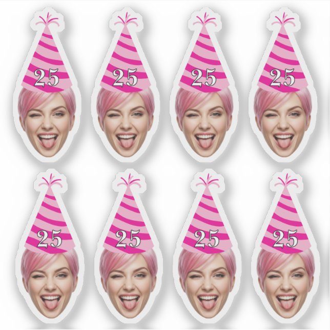 Funny Birthday Face with Party Hat & Custom Age  Sticker (Front)