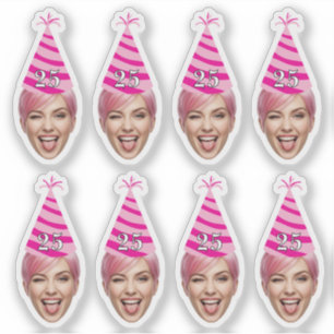 Funny Birthday Face with Party Hat & Custom Age Sticker