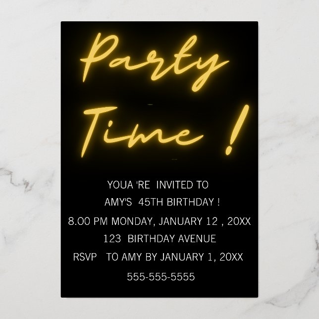 Funny birthday foil invitation (Front)