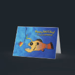 Funny Birthday for Boyfriend, Anglerfish Card<br><div class="desc">Paper birthday greeting card for a boyfriend. Funny illustration of an Anglerfish getting ready to eat some birthday cake. Funny birthday card with Happy Baitday! on the cover. Image and verse copyright © Shoaff Ballanger Studios.</div>