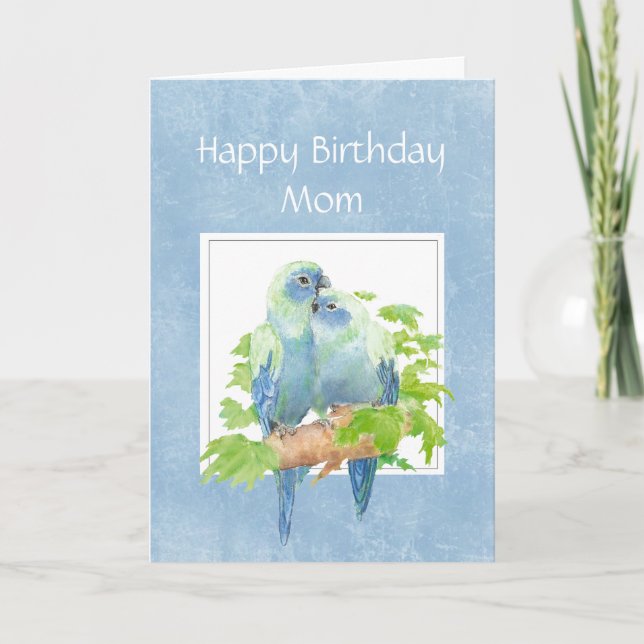 Funny Birthday for Mom Parrot Couple Birds Card (Front)
