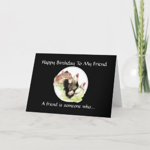 Funny Birthday Friend - Farm Chicken Scene Card