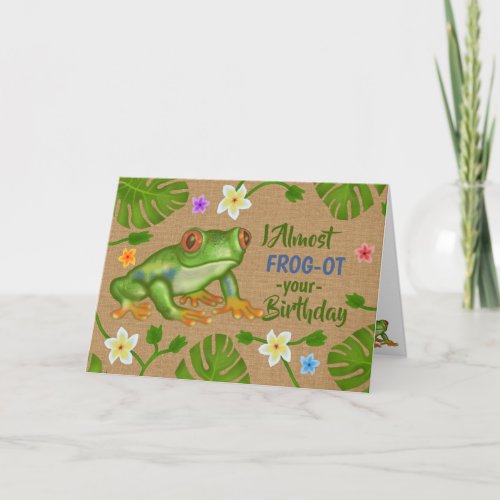 Funny Birthday Frog Puns Cute Tropical Flowers Card