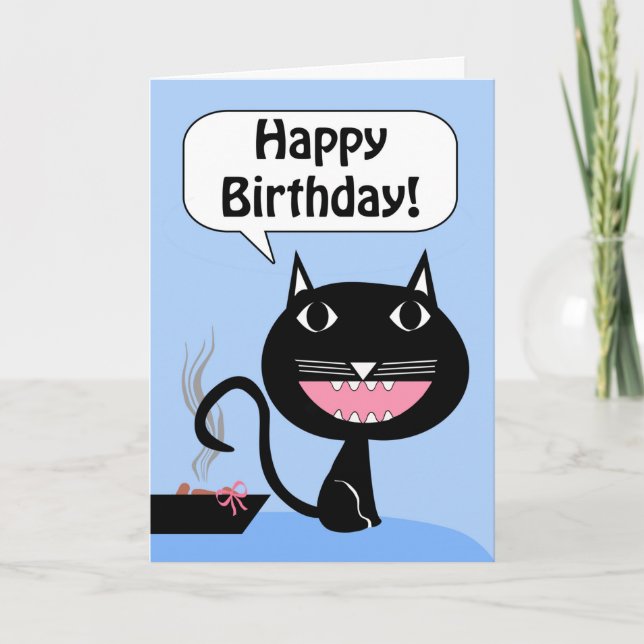Funny Birthday from Cat, Gift in the Litter Box Card (Front)