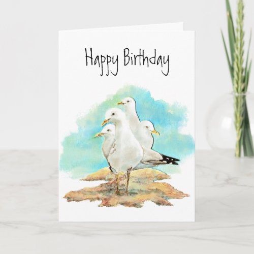 Funny Birthday From the Gang of Seagulls birds Card