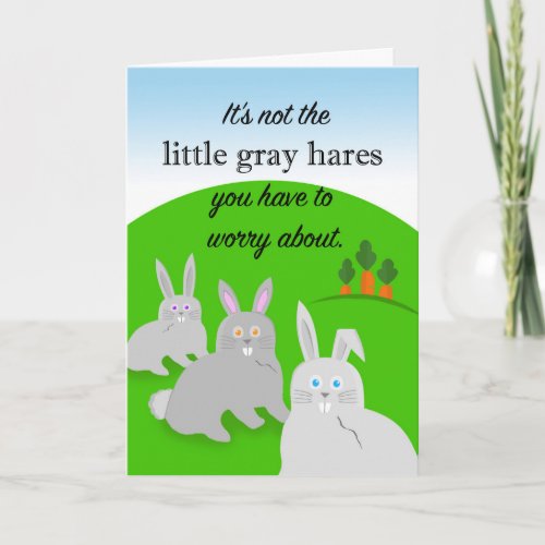 Funny Birthday Getting Older Little Gray Hares Card
