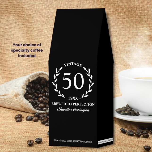 Funny Birthday Gift Favor, Brewed to Perfection Roasted Coffee (Creator Uploaded)