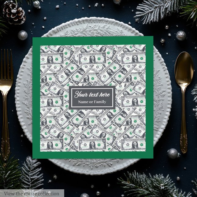 Funny birthday gift one dollar pattern humor paper dinner napkins (Classic funny gift dollar pattern personalized birthday)