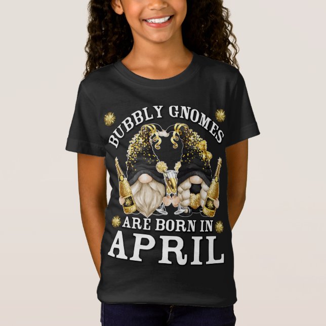 Funny Birthday Gnomes For Champagne Mom Are Born I T-Shirt (Front)