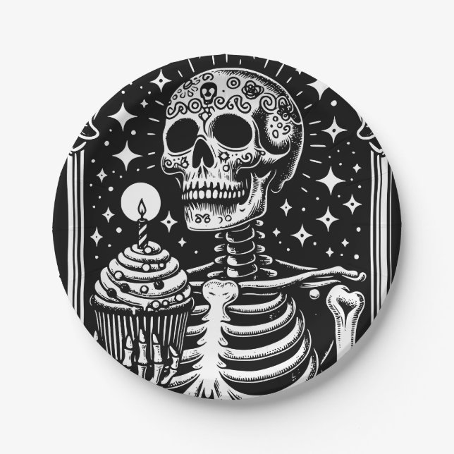 Funny Birthday Gothic Tarot  Paper Plates (Front)