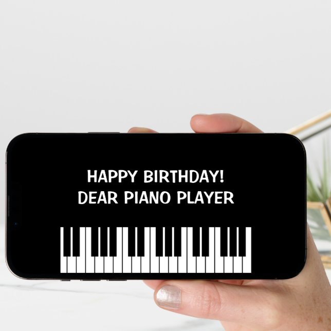 Funny Birthday greeting card for piano player (Front Digital)